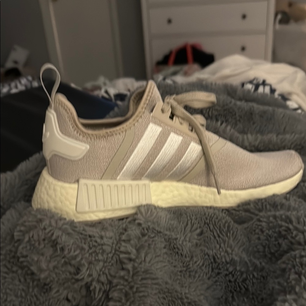 adidas NMD Beige and White Athletic Shoes